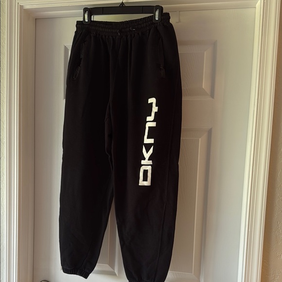 Dkny Pants - DKNY Black Joggers with White Branding